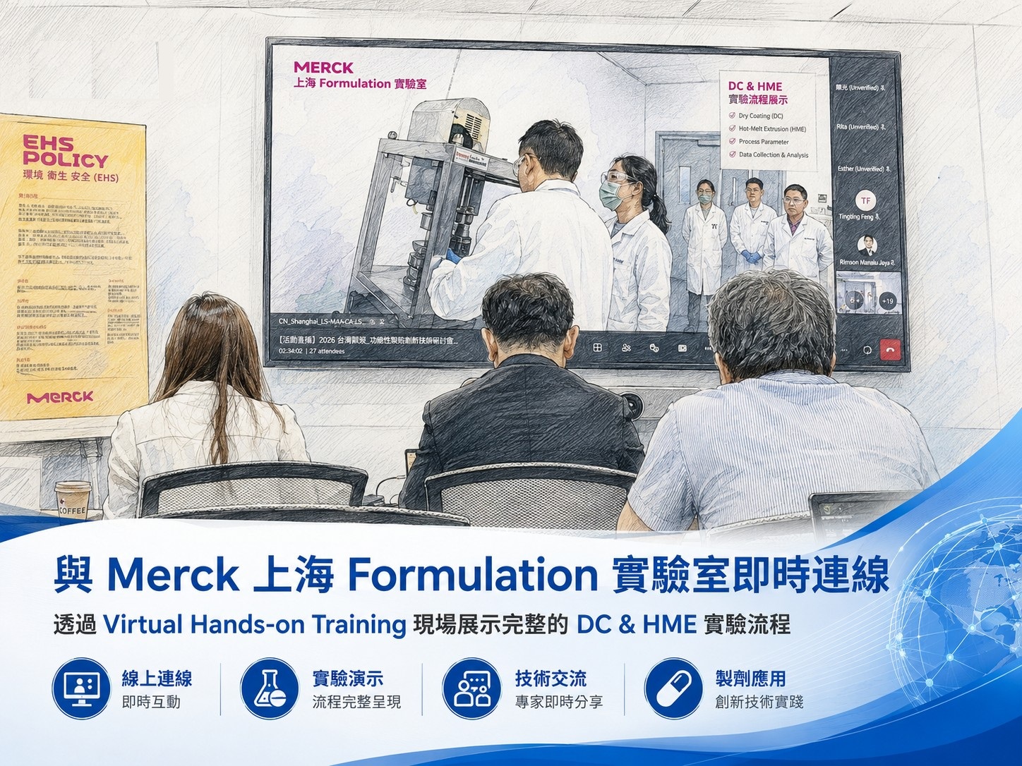 與 Merck 上海 Formulation 實驗室即時連線